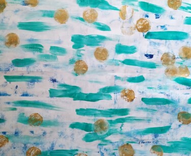 Картина под названием "Water lilies in the…" - Elena Ivanova, Подлинное произведение искусства, Акрил Установлен на Деревянн…