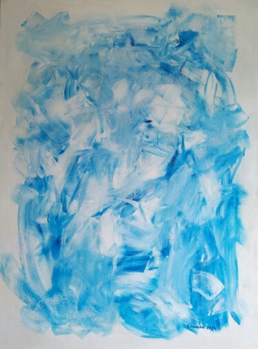 Painting titled ""February bright mo…" by Elena Ivanova, Original Artwork, Acrylic Mounted on Wood Stretcher frame