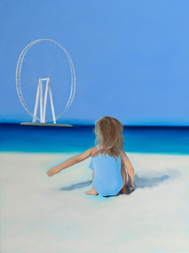 Painting titled "Let"s play with the…" by Elenak., Original Artwork, Oil Mounted on Wood Stretcher frame