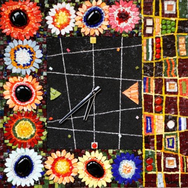 Design intitulada "Flower clock" por Elena Kirillova, Obras de arte originais, Mosaico