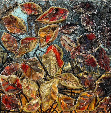 Skulptur mit dem Titel "Leaves. Volumetric…" von Elena Kirillova, Original-Kunstwerk, Mosaik