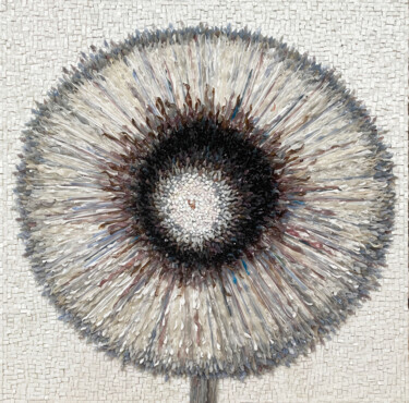 Scultura intitolato "Dandelion On White.…" da Elena Kirillova, Opera d'arte originale, Mosaico