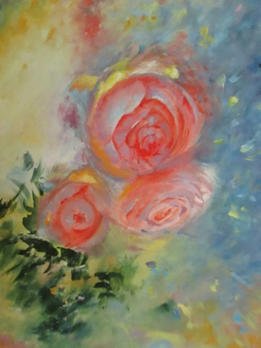 Картина под названием "coral-roses-40-30.j…" - Elenamarlen Marlen, Подлинное произведение искусства