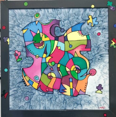Painting titled "PUZZLE OF LIFE 001" by Elena Mclaren, Original Artwork, Acrylic