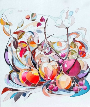 Painting titled "Abstract Fruits: Cu…" by Elena Mclaren, Original Artwork, Pigments