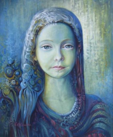 Painting titled "Blue" by Elena Oleniuc, Original Artwork, Oil