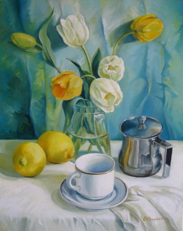 Painting titled "Happy morning" by Elena Oleniuc, Original Artwork, Oil