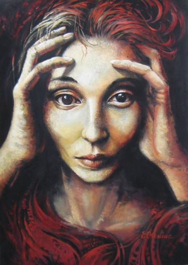 Painting titled "Overwhelmed" by Elena Oleniuc, Original Artwork, Gouache