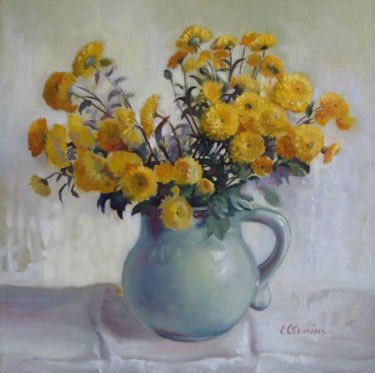 Painting titled "Autumn flowers" by Elena Oleniuc, Original Artwork, Oil