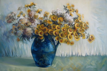 Картина под названием "Wild flowers" - Elena Oleniuc, Подлинное произведение искусства, Масло