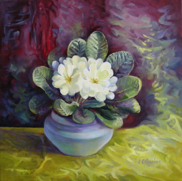 Painting titled "Spring flowers" by Elena Oleniuc, Original Artwork, Oil