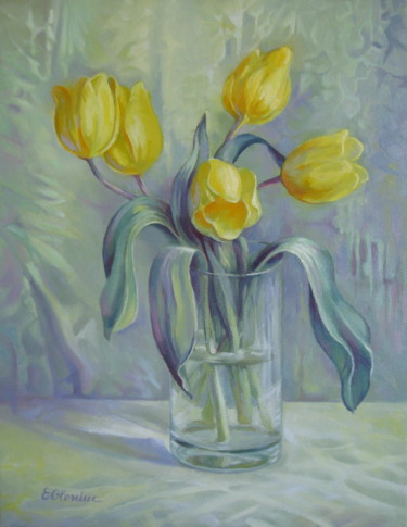 Ζωγραφική με τίτλο "Tulips" από Elena Oleniuc, Αυθεντικά έργα τέχνης, Λάδι