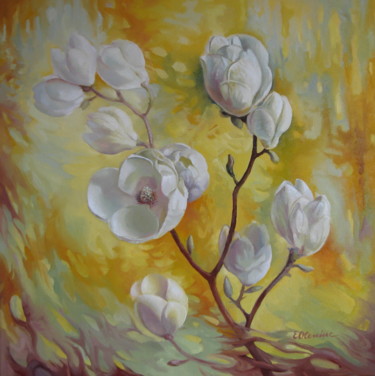 Pintura titulada "Magnolia" por Elena Oleniuc, Obra de arte original, Oleo