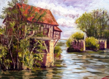 Peinture intitulée "The old mill of Ver…" par Elena Sokolova, Œuvre d'art originale, Huile