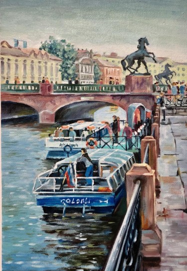 Painting titled "Saint-Petersburg" by Elena Sergo, Original Artwork, Oil