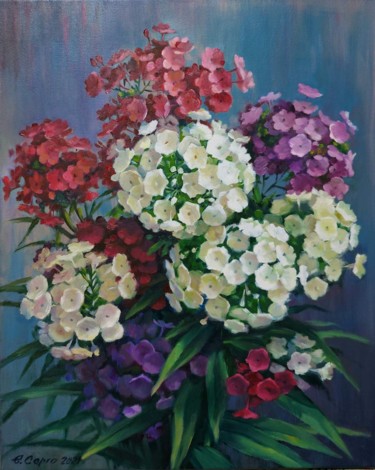 Pittura intitolato "Phlox flowers" da Elena Sergo, Opera d'arte originale, Olio