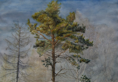 Pittura intitolato "PINE (Watercolor)" da Elena Sharapova, Opera d'arte originale, Acquarello