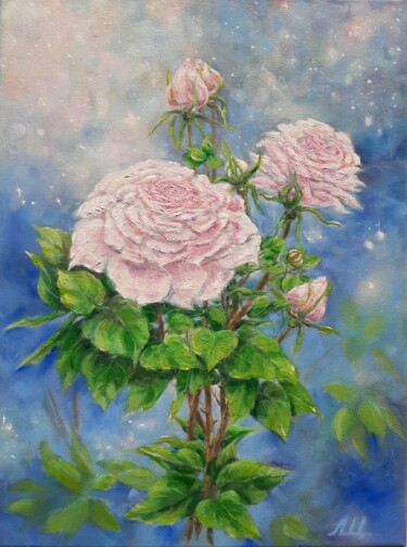 Картина под названием "Morning roses" - Elena Shchenina, Подлинное произведение искусства, Масло