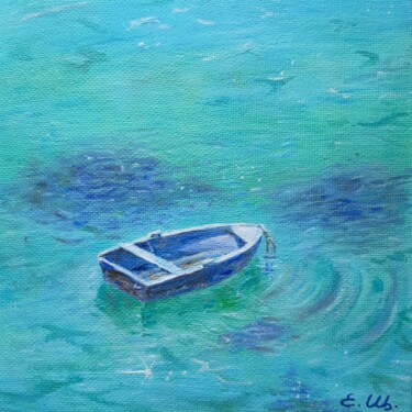 Malarstwo zatytułowany „Little boat in big…” autorstwa Elena Shchenina, Oryginalna praca, Olej