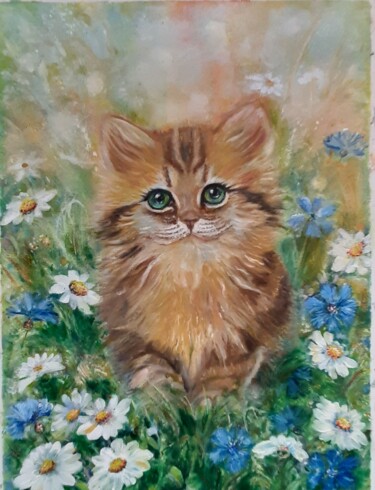 Painting titled "who needs a little…" by Elena Shchenina, Original Artwork, Oil