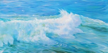 Painting titled "Sea bright wave" by Elena Shchenina, Original Artwork, Oil