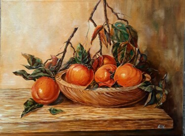 Картина под названием "the persimmon is ri…" - Elena Shchenina, Подлинное произведение искусства, Масло