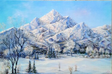 Pittura intitolato "Sunrise mountains" da Elena Shchenina, Opera d'arte originale, Olio