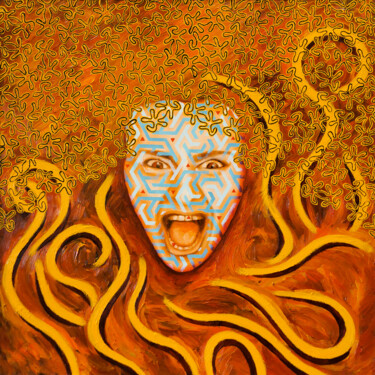 Ζωγραφική με τίτλο "Panic Attack in Feb…" από Elena Soroka, Αυθεντικά έργα τέχνης, Λάδι Τοποθετήθηκε στο Ξύλινο φορείο σκελε…