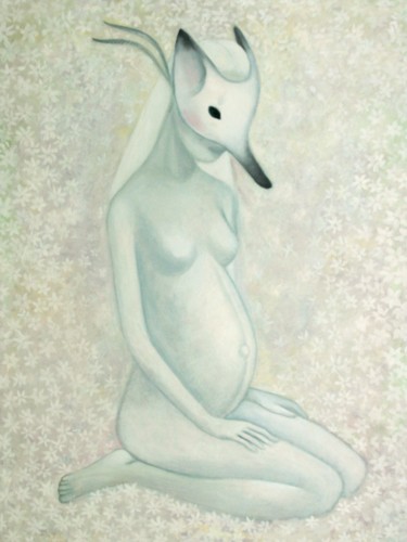 Painting titled "little fox" by Elena Timoshenko, Original Artwork, Oil