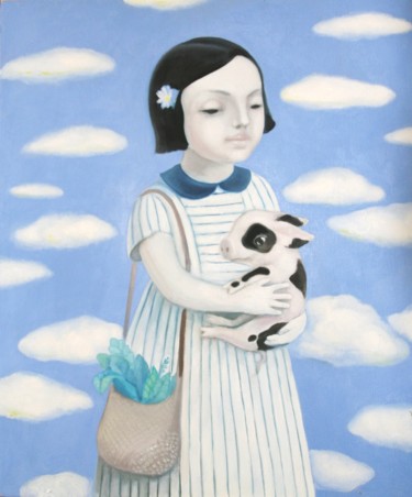 Painting titled "new friend (новый д…" by Elena Timoshenko, Original Artwork, Oil