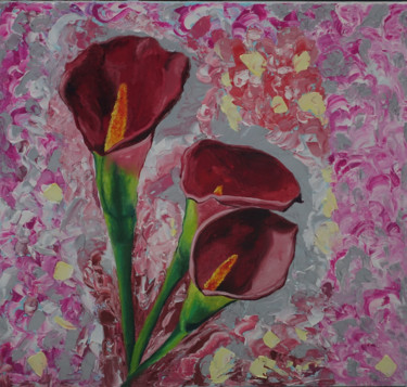 Картина под названием "Flowers" - Елена Воинова, Подлинное произведение искусства, Масло