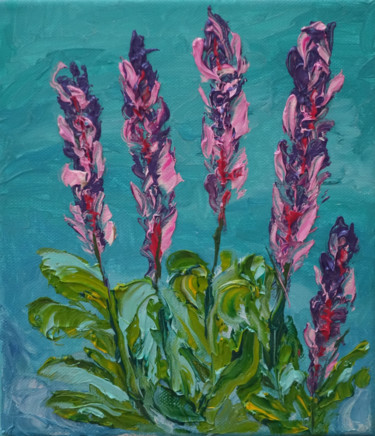 Картина под названием "Abstract flowers" - Елена Воинова, Подлинное произведение искусства, Масло