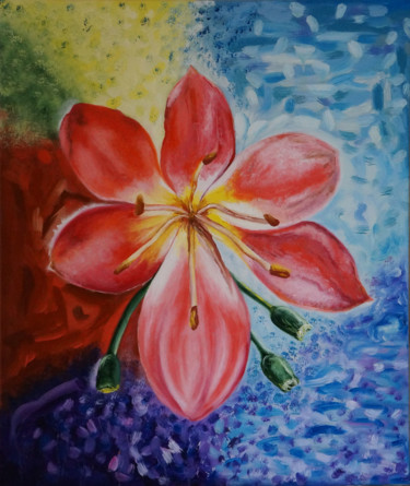 Картина под названием "Home Lily." - Елена Воинова, Подлинное произведение искусства, Масло