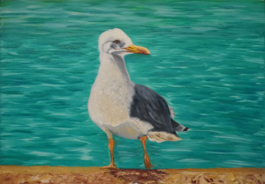 Painting titled "Cormorant" by Elena Voinova, Original Artwork, Oil