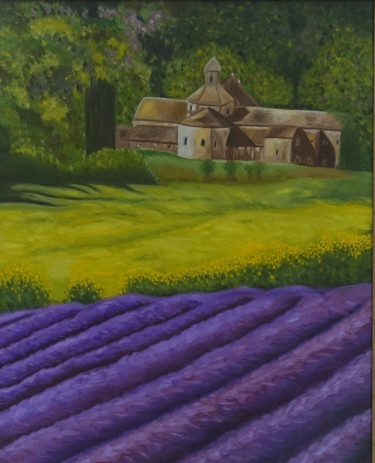 Painting titled "Lavender" by Elena Voinova, Original Artwork, Oil