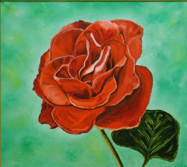 Painting titled "Rose" by Elena Voinova, Original Artwork, Oil