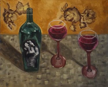 Painting titled "Let's have a drink!" by Elena Voinova, Original Artwork, Oil