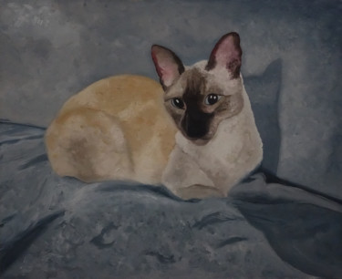 Картина под названием "Cat" - Елена Воинова, Подлинное произведение искусства