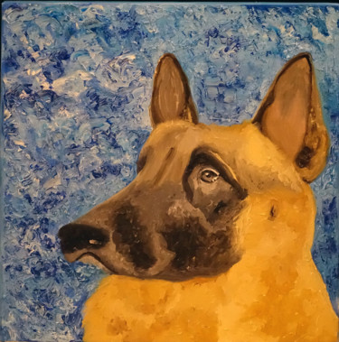 Картина под названием "Dog" - Елена Воинова, Подлинное произведение искусства, Масло