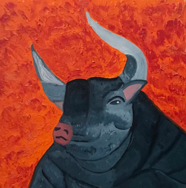 Dessin intitulée "бык" par Elena Voinova, Œuvre d'art originale, Huile