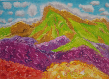 Картина под названием "Colorful mountains." - Елена Воинова, Подлинное произведение искусства, Масло