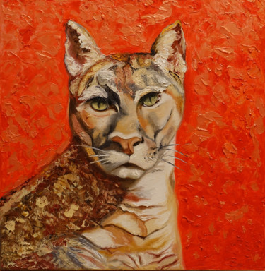Peinture intitulée "Puma" par Elena Voinova, Œuvre d'art originale, Huile