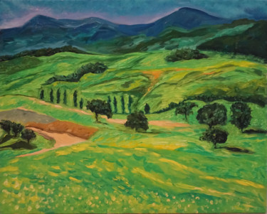 Картина под названием "Summer landscape" - Елена Воинова, Подлинное произведение искусства, Масло