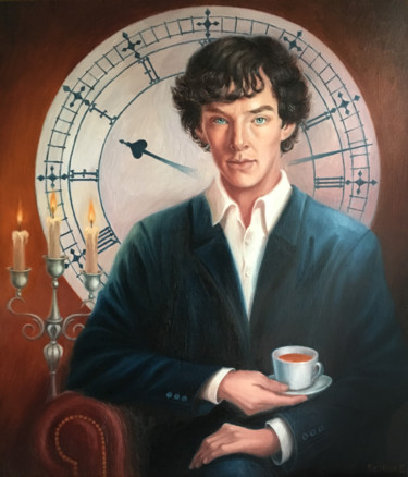 Malerei mit dem Titel "Портрет Шерлока Хол…" von Elena Petryk, Original-Kunstwerk, Öl