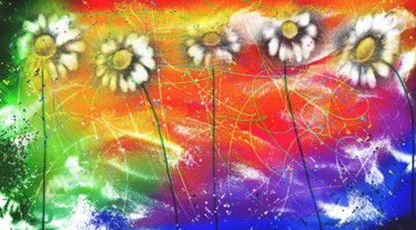 Painting titled "daisy-field.jpg" by Elena Guzinska, Original Artwork