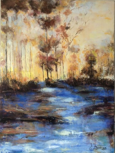 Painting titled "matin tôt" by Elena Zouain, Original Artwork, Oil