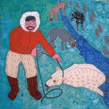 Peinture intitulée "la chasse" par Hélène Chépa, Œuvre d'art originale, Huile