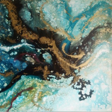 Painting titled "Emerald waters" by Eleni Denart, Original Artwork, Acrylic