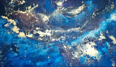 Картина под названием "Dark Ocean Depths" - Eleni Denart, Подлинное произведение искусства, Акрил Установлен на Деревянная р…