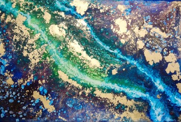 Painting titled "Into the blue lagoon" by Eleni Denart, Original Artwork, Acrylic